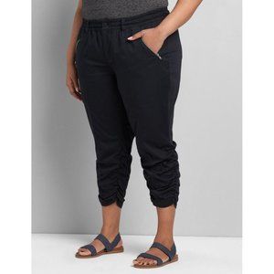 Lane Bryant Plus Size Women's Size 16 Black Soft Capri Pants Ruched Hem Cropped